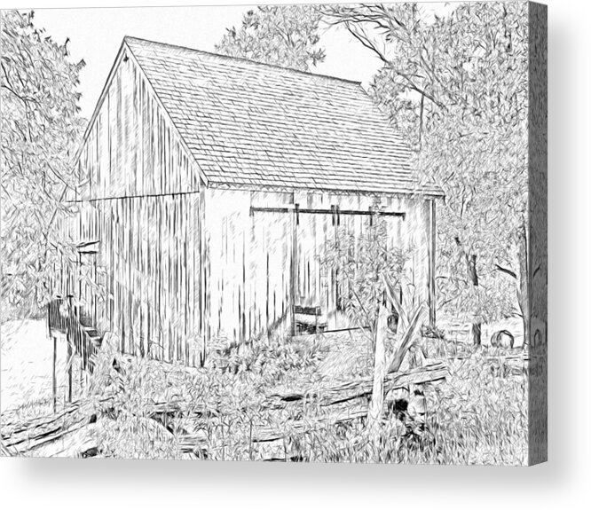 Barn Acrylic Print featuring the digital art The Barn at the Oliver Miller Homestead by Digital Photographic Arts