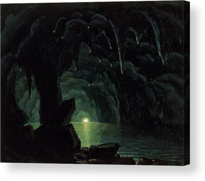 The Blue Grotto Acrylic Print featuring the painting The Blue Grotto by Albert Bierstadt