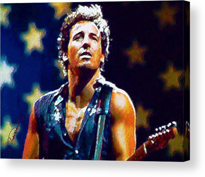 Bruce Springsteen Acrylic Print featuring the painting The Boss by John Travisano