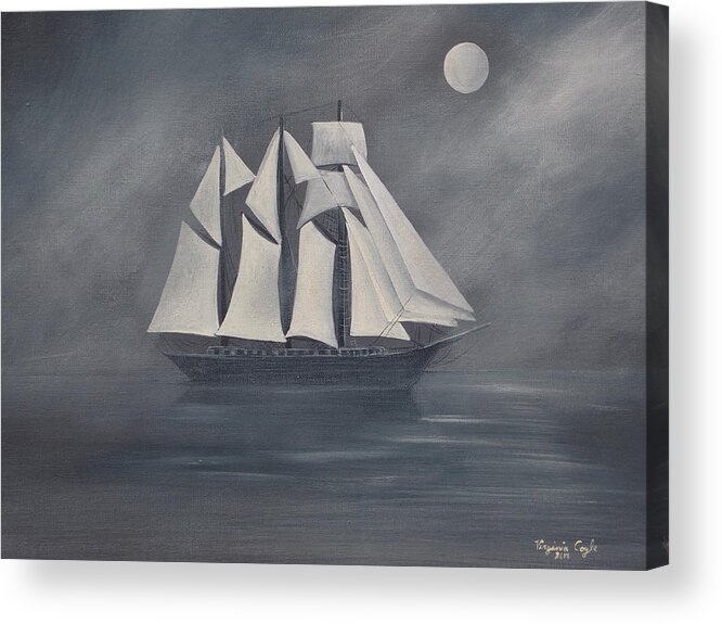 Ship Acrylic Print featuring the painting The Fog by Virginia Coyle