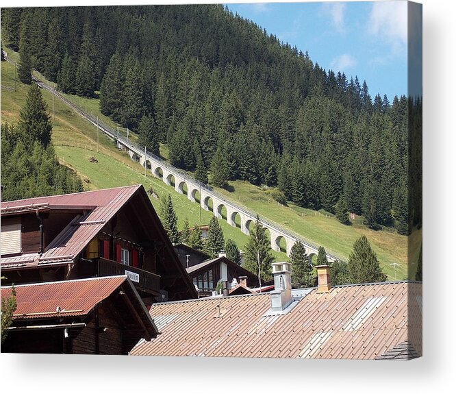 Funicular Acrylic Print featuring the photograph The Funicular in Murren by Nina Kindred