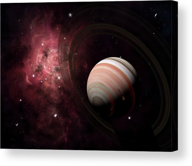 Outdoors Acrylic Print featuring the digital art The Gas Giant Carter Orbited By Its Two by Brian Christensen/stocktrek Images