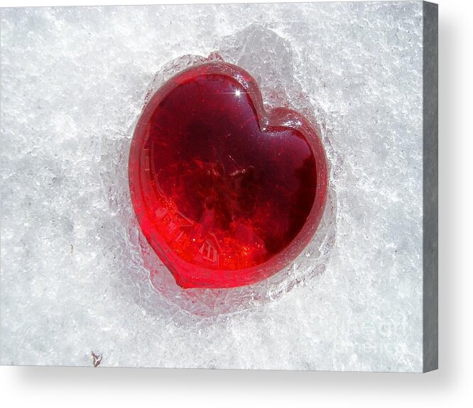 Heart Glass Snow Valentine Love Acrylic Print featuring the photograph The Gift by Kristine Nora