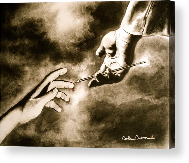 Hands Acrylic Print featuring the drawing The Hand of God by Carla Carson