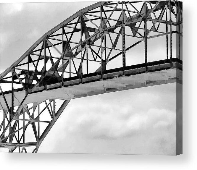 Bridge Acrylic Print featuring the digital art The Harbor Bridge Corpus Christi Texas Chance of Rain by Wendy J St Christopher