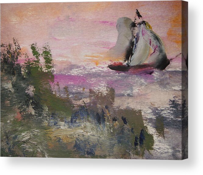 Sail Acrylic Print featuring the painting The Long Sail by Edward Wolverton