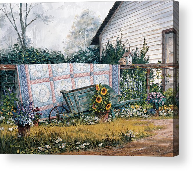 Michael Humphries Acrylic Print featuring the painting The Old Quilt by Michael Humphries