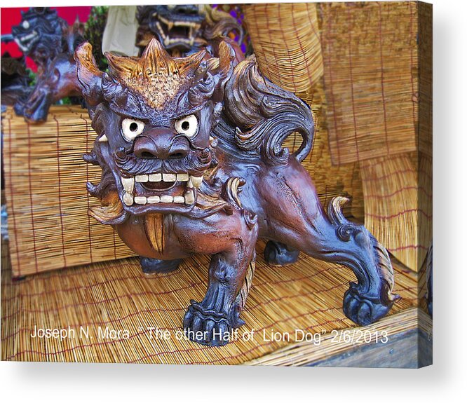  Photograph From Okinawa Acrylic Print featuring the digital art The Other Half Of Lion Dog by Joseph Mora