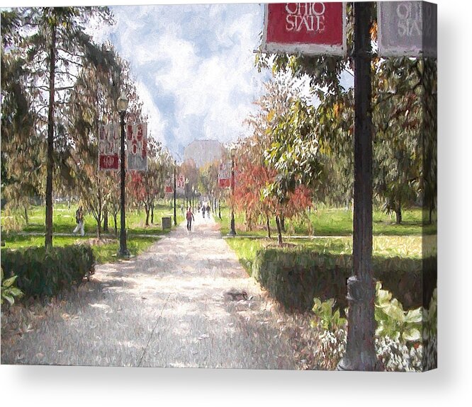 Ohio State Acrylic Print featuring the painting The Oval at Ohio State by Ike Krieger