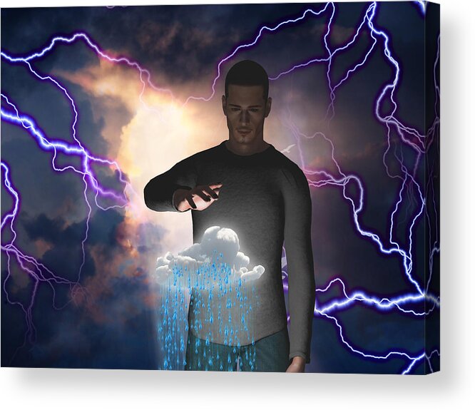 Powerful Acrylic Print featuring the digital art The Rainmaker by Bruce Rolff