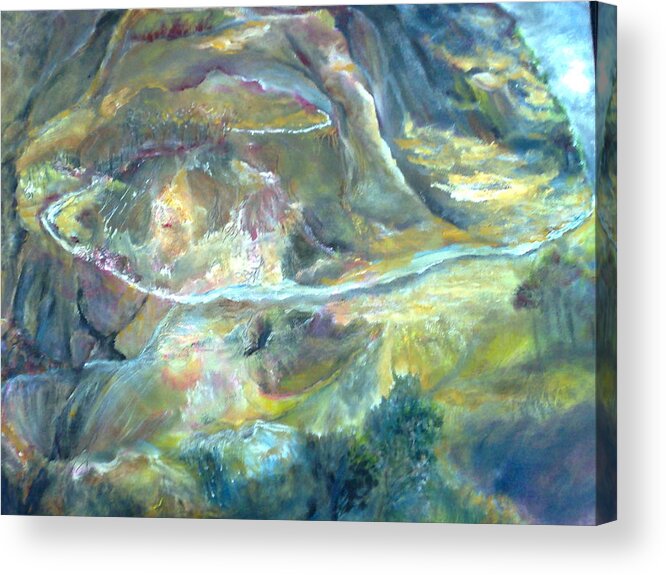 Landscape Acrylic Print featuring the painting The Road Less Travelled by Subrata Bose