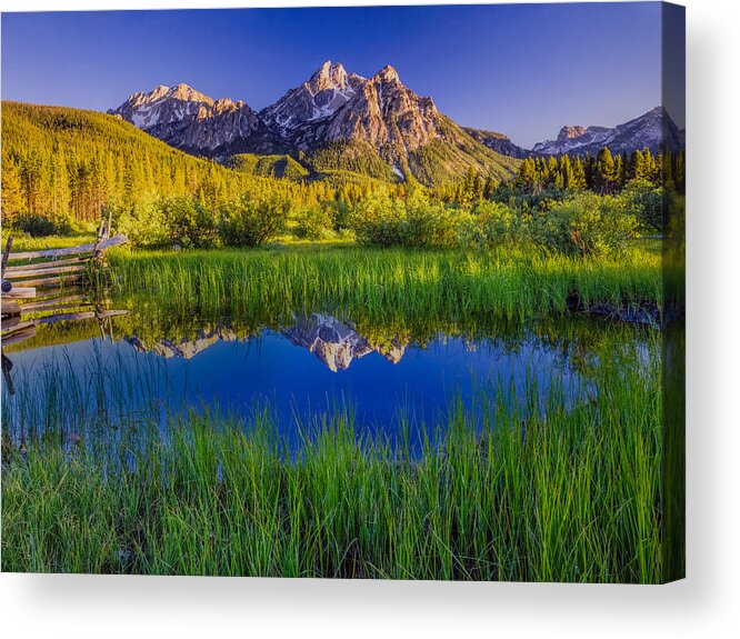 Tranquility Acrylic Print featuring the photograph The Sawtooth Mountain Range, Stanley Idaho by Ron and Patty Thomas
