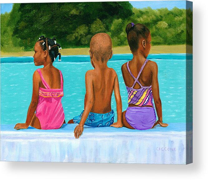 African American Acrylic Print featuring the painting The Swim Lesson by Jill Ciccone Pike