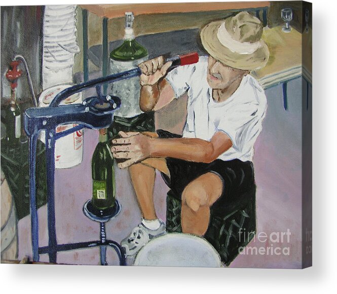 Italian Acrylic Print featuring the painting The Wine Maker by Mary Capriole