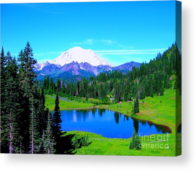 Lake Acrylic Print featuring the photograph Tipsoo Lake Mount Rainier by Ann Johndro-Collins