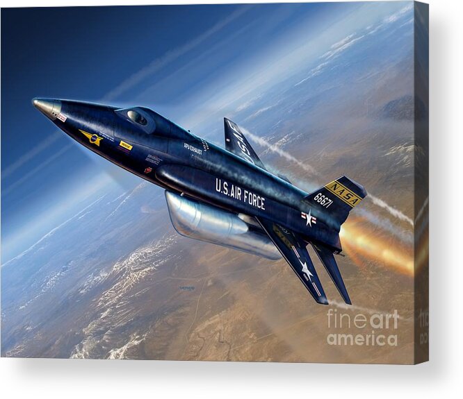 X-15 Acrylic Print featuring the digital art To The Edge of Space - The X-15 by Stu Shepherd