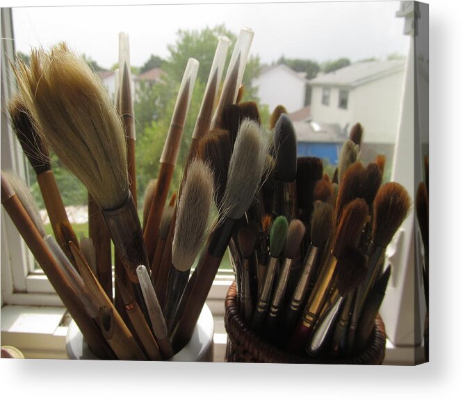 Paint Brushes Acrylic Print featuring the photograph Tools Of The Trade by Alfred Ng