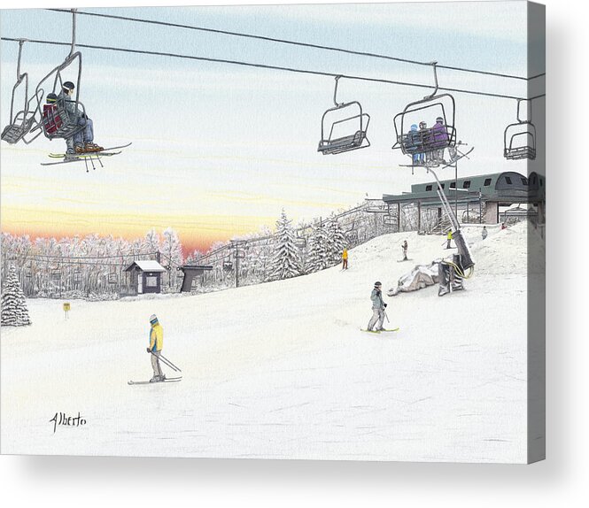 Seven Springs Mountain Resort Acrylic Print featuring the painting Top of the Mountain at Seven Springs by Albert Puskaric