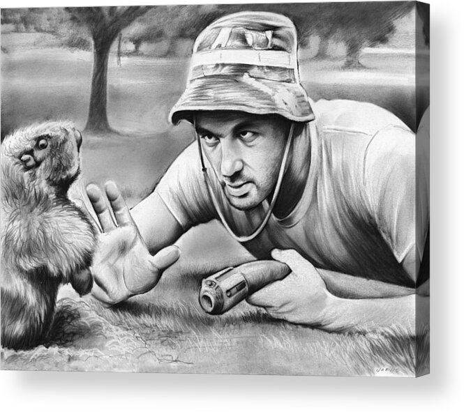 Caddyshack Acrylic Print featuring the drawing Tribute to Caddyshack by Greg Joens