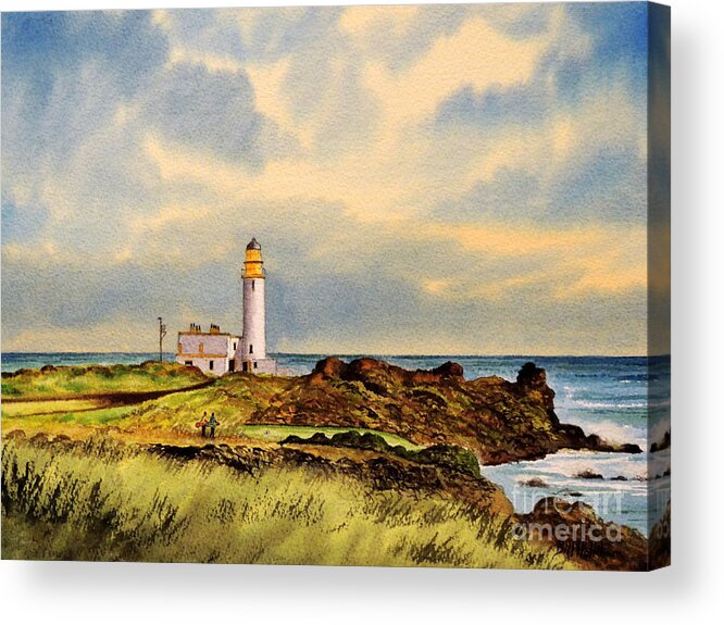 Golf Acrylic Print featuring the painting Turnberry Golf Course 9Th Tee by Bill Holkham