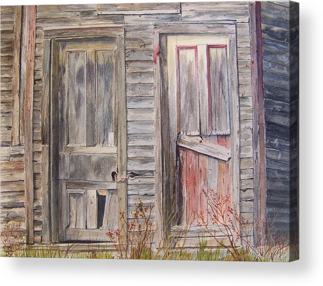 Doors Acrylic Print featuring the painting Twin Doors by Jackie Mueller-Jones