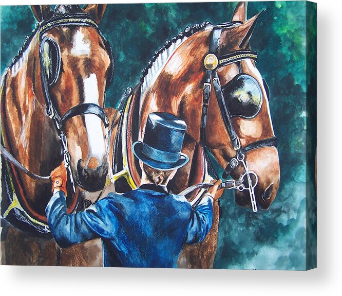 Draft Acrylic Print featuring the painting Two in Hand by Kathy Laughlin
