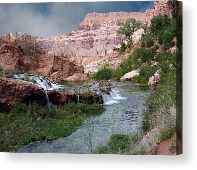 Navajo Acrylic Print featuring the photograph Unspoiled Waterfall by Alan Socolik