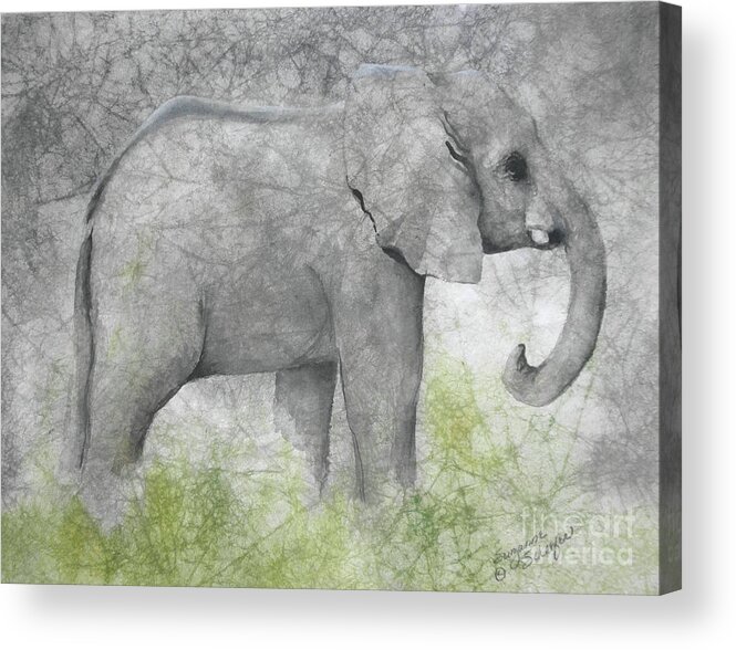 Elephant Acrylic Print featuring the painting Vanishing Thunder Series-Baby Elephant II by Suzanne Schaefer