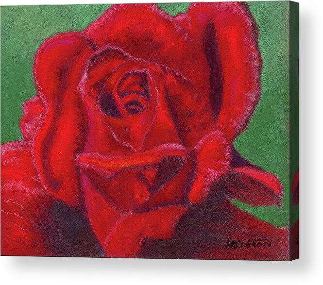 Rose Acrylic Print featuring the painting Very Red Rose by Arlene Crafton