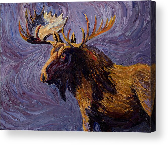 Oil Acrylic Print featuring the painting Vincent Van Moose by Mary Giacomini