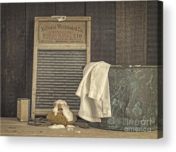 Laundry Acrylic Print featuring the photograph Vintage Laundry Room II by Edward M Fielding by Edward Fielding