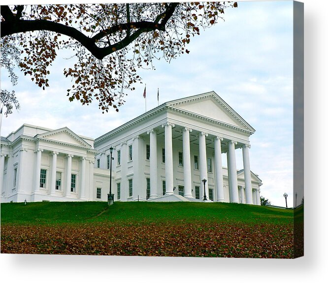 State Capital Acrylic Print featuring the photograph Virginia State Capitol in Autumn by Jean Wright