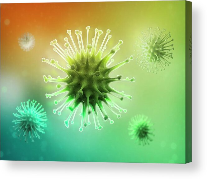 Pathogen Acrylic Print featuring the digital art Virus Particles, Artwork by Science Photo Library - Andrzej Wojcicki