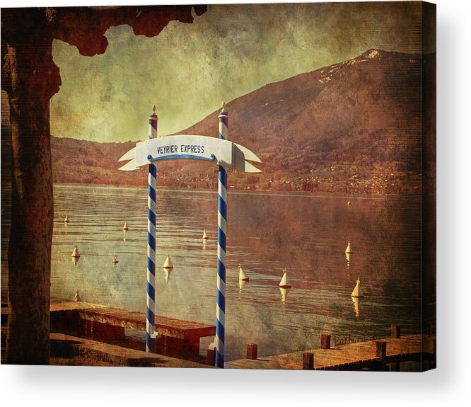 Pier Acrylic Print featuring the photograph Waiting for the Taxi Boat by Barbara Orenya
