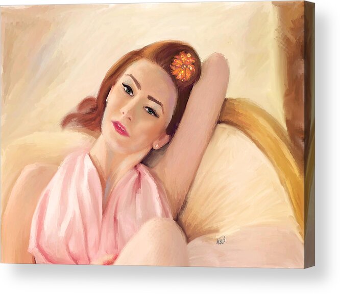 Glamour Acrylic Print featuring the painting Waiting Glamour by Angela Stanton