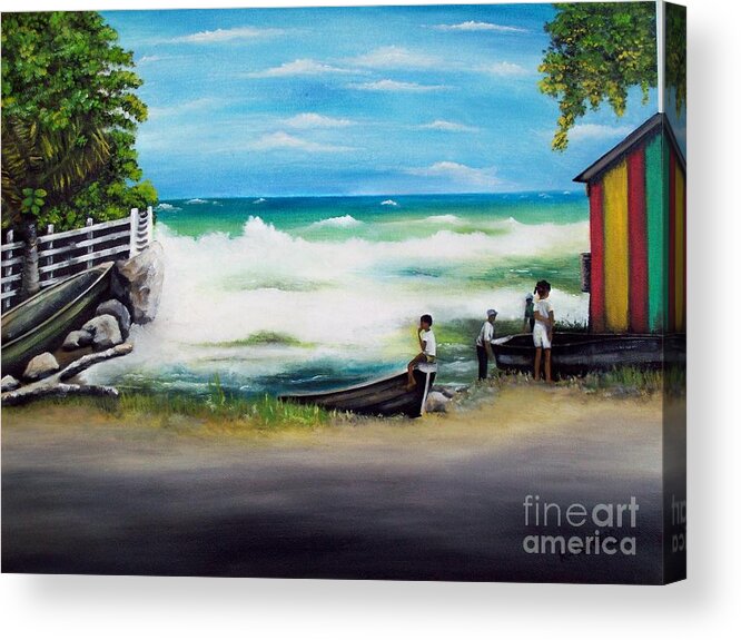 Caribbean Art Acrylic Print featuring the painting Watching the Tide by Kenneth Harris