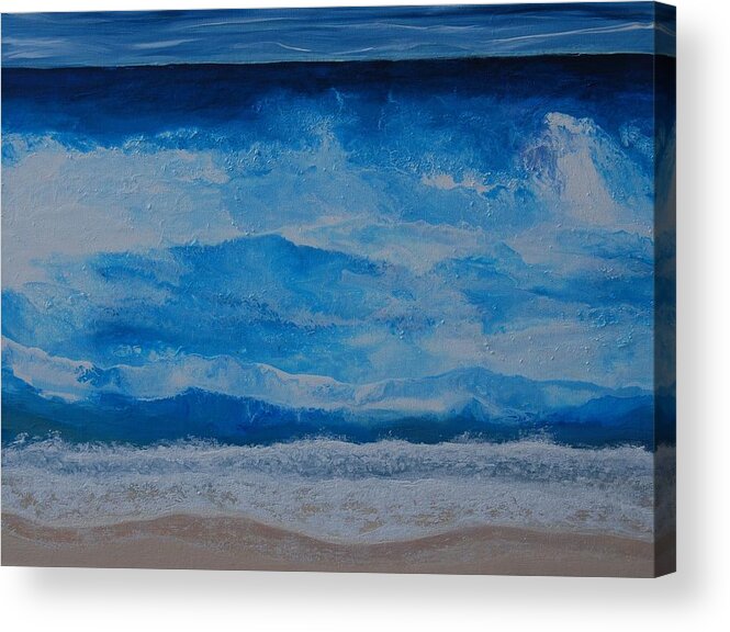 Indigo Acrylic Print featuring the painting Waves by Linda Bailey