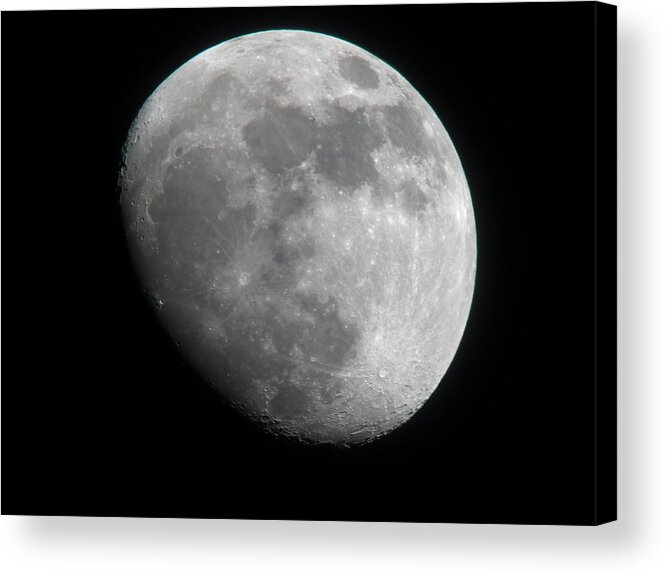 Moon Acrylic Print featuring the photograph Waxing Gibbous Moon by Teresa Herlinger