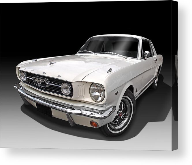 Ford Mustang Acrylic Print featuring the photograph White 1966 Mustang by Gill Billington