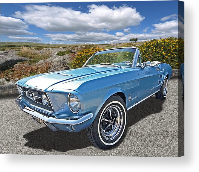 Classic Mustang Acrylic Print featuring the photograph Wild and Free 1967 Mustang Convertible by Gill Billington