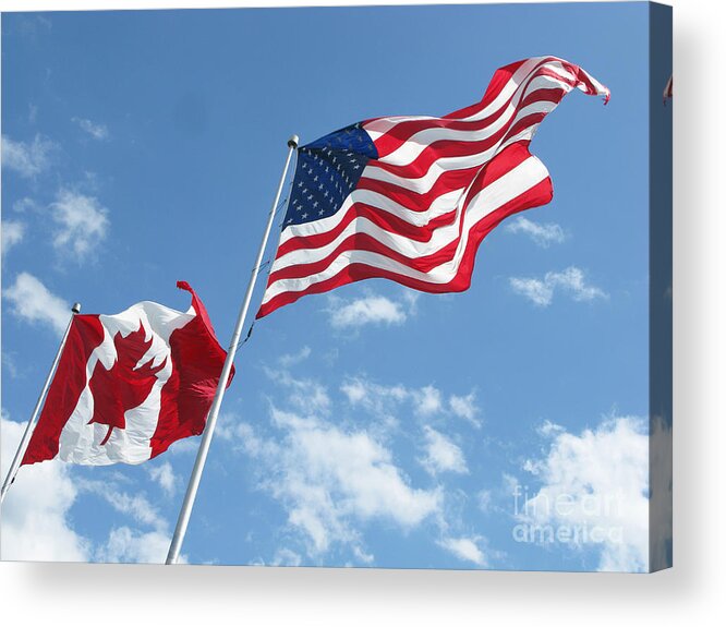 Flags Acrylic Print featuring the photograph Wind Whipped Flags by Ann Horn