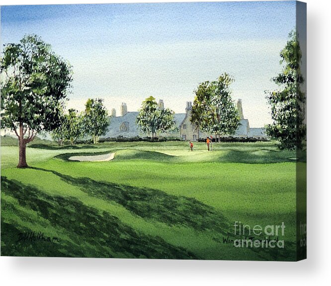 Winged Foot West Acrylic Print featuring the painting Winged Foot West Golf Course 18th Hole by Bill Holkham