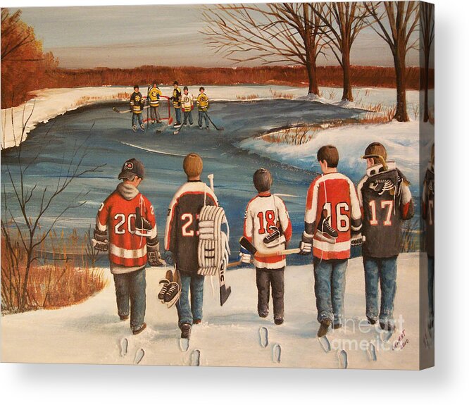 Hockey Acrylic Print featuring the painting Winter Classic - 2010 by Ron Genest