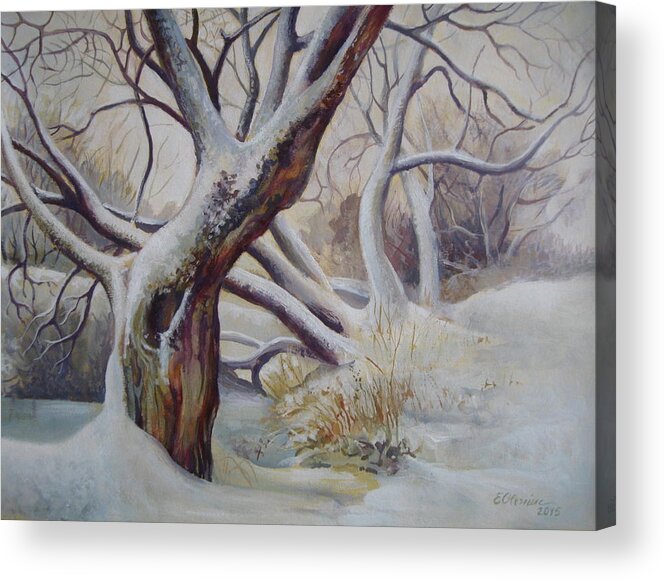 Winter Acrylic Print featuring the painting Winter by Elena Oleniuc