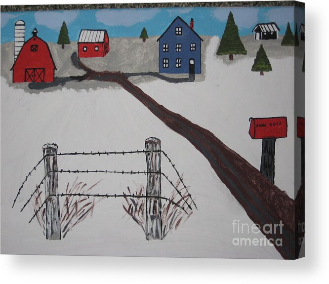 Landscape Acrylic Print featuring the painting Winter Farm by Jeffrey Koss