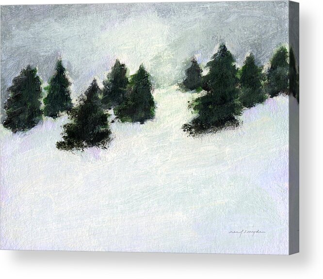 Winter Acrylic Print featuring the painting Winter Hill by J Reifsnyder