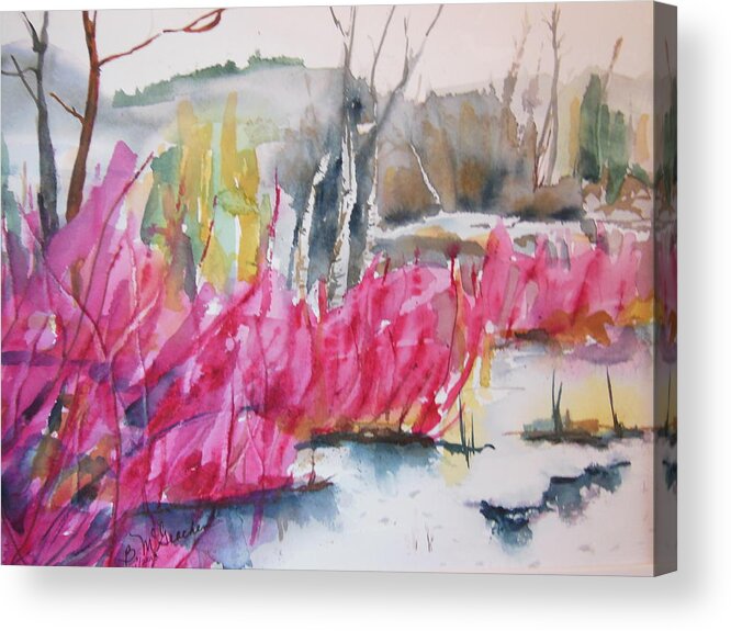 Winter Acrylic Print featuring the painting Winter Redtwig Dogwoods by Barbara McGeachen