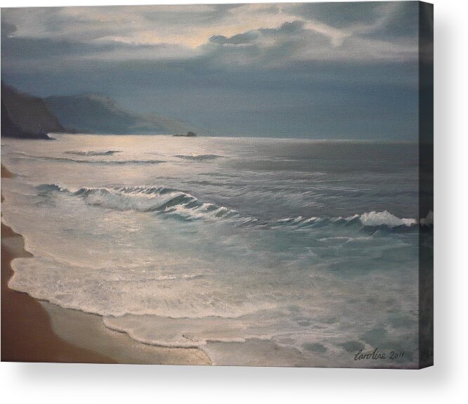 Seascape Acrylic Print featuring the painting Winter Sea II by Caroline Philp