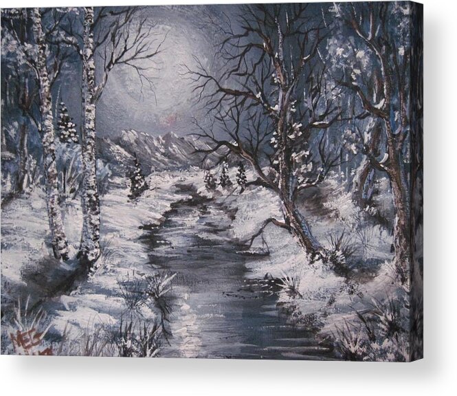 Snow Acrylic Print featuring the painting Winter solstice by Megan Walsh