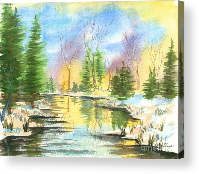 Stream Acrylic Print featuring the painting Winter Stillness by Walt Brodis